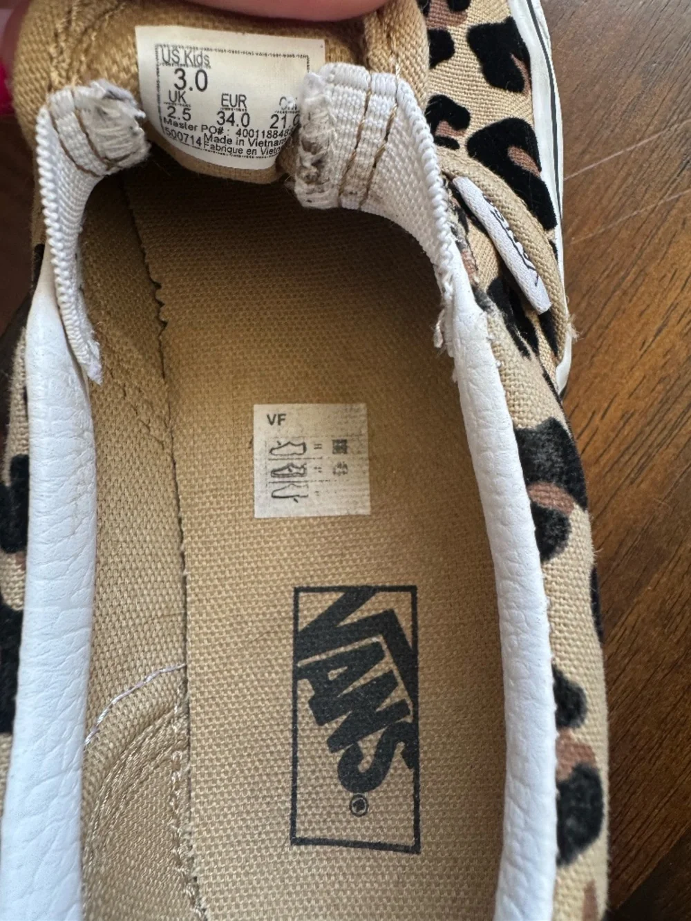 Girls Leopard Print Low Top Vans, Gently Used, Size Size 3 Girls,
